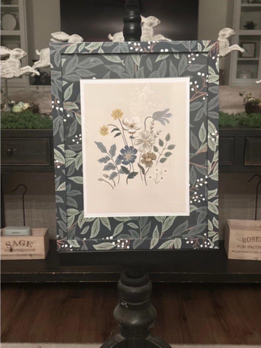 Rifle Paper Co. Botanical Floral Print in Blue and Cream - Home Accent Wall Art